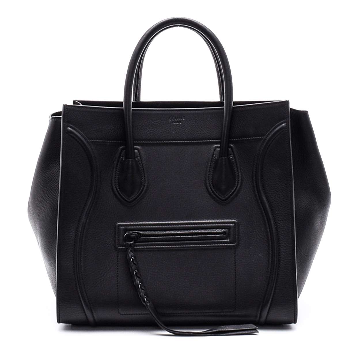 Celine - Black Leather Phantom Luggage Medium Tote Bag